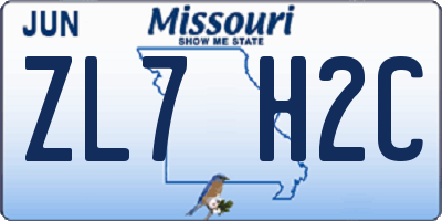 MO license plate ZL7H2C