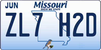 MO license plate ZL7H2D