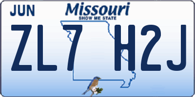 MO license plate ZL7H2J