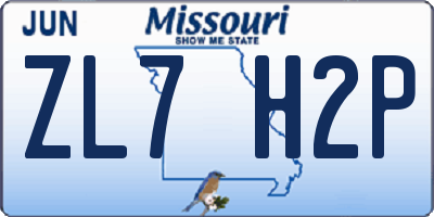 MO license plate ZL7H2P