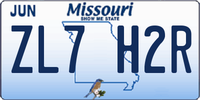 MO license plate ZL7H2R