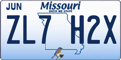 MO license plate ZL7H2X