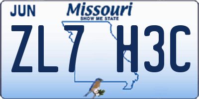 MO license plate ZL7H3C