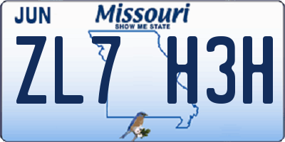 MO license plate ZL7H3H