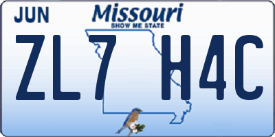 MO license plate ZL7H4C