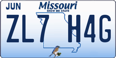 MO license plate ZL7H4G