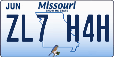 MO license plate ZL7H4H