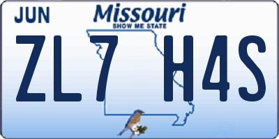 MO license plate ZL7H4S