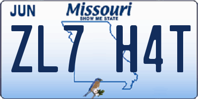 MO license plate ZL7H4T