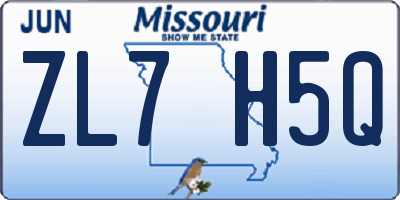 MO license plate ZL7H5Q