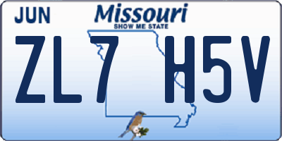 MO license plate ZL7H5V
