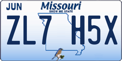 MO license plate ZL7H5X