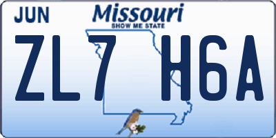 MO license plate ZL7H6A
