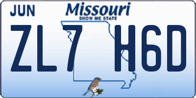 MO license plate ZL7H6D