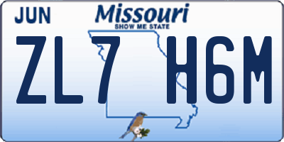 MO license plate ZL7H6M