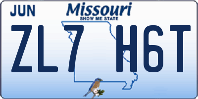 MO license plate ZL7H6T