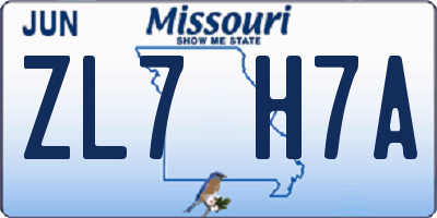 MO license plate ZL7H7A