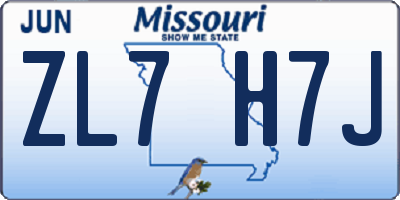 MO license plate ZL7H7J