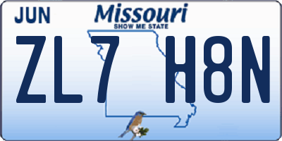 MO license plate ZL7H8N