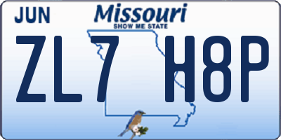 MO license plate ZL7H8P