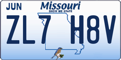 MO license plate ZL7H8V