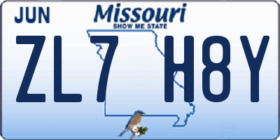 MO license plate ZL7H8Y