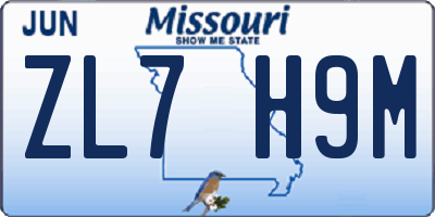 MO license plate ZL7H9M