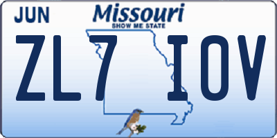MO license plate ZL7I0V