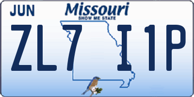 MO license plate ZL7I1P