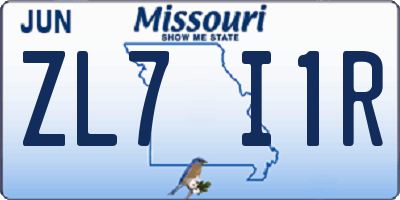 MO license plate ZL7I1R