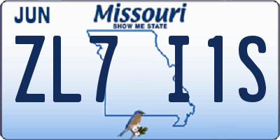 MO license plate ZL7I1S