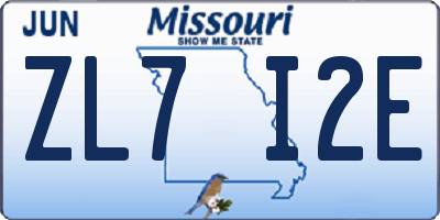 MO license plate ZL7I2E
