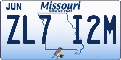 MO license plate ZL7I2M