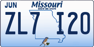 MO license plate ZL7I2O