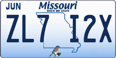 MO license plate ZL7I2X