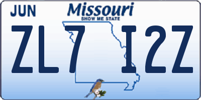 MO license plate ZL7I2Z