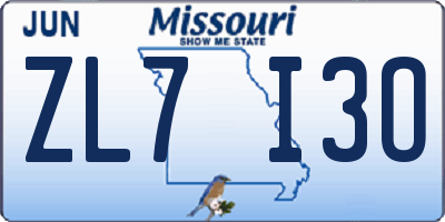 MO license plate ZL7I3O