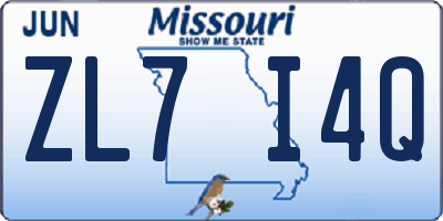 MO license plate ZL7I4Q