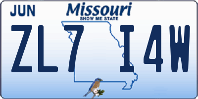 MO license plate ZL7I4W