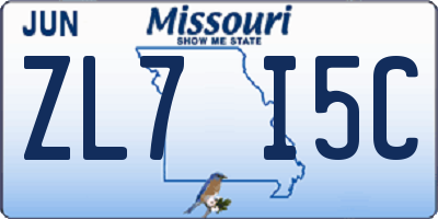 MO license plate ZL7I5C