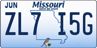 MO license plate ZL7I5G