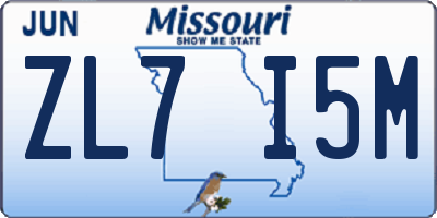 MO license plate ZL7I5M