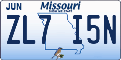 MO license plate ZL7I5N