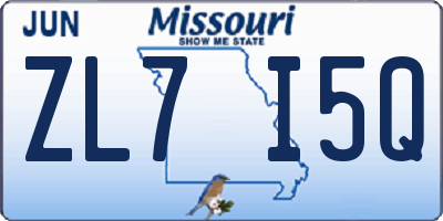 MO license plate ZL7I5Q