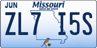 MO license plate ZL7I5S