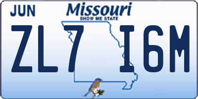 MO license plate ZL7I6M