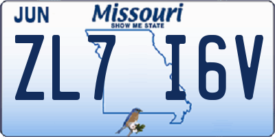 MO license plate ZL7I6V