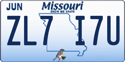 MO license plate ZL7I7U