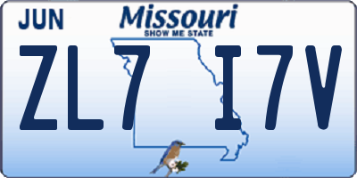 MO license plate ZL7I7V