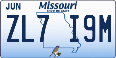 MO license plate ZL7I9M